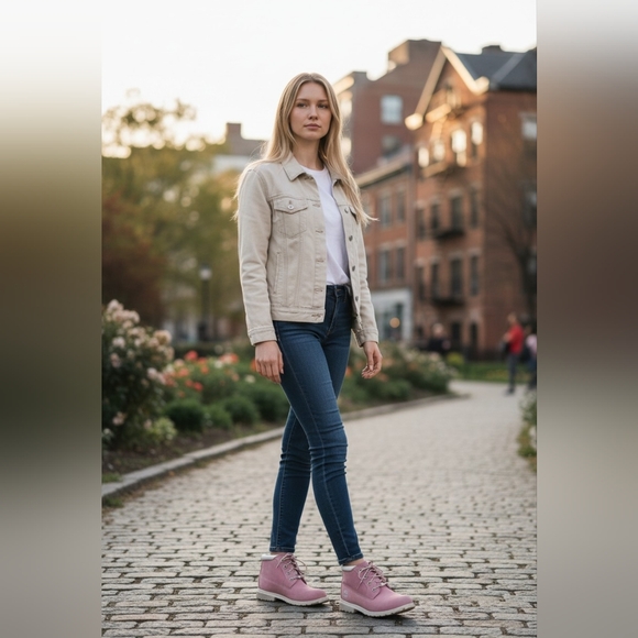 Timberland Nellie Chukka Ankle Boots Pink Leather Rugged Lug Sole Spring Outdoor - Picture 13 of 13